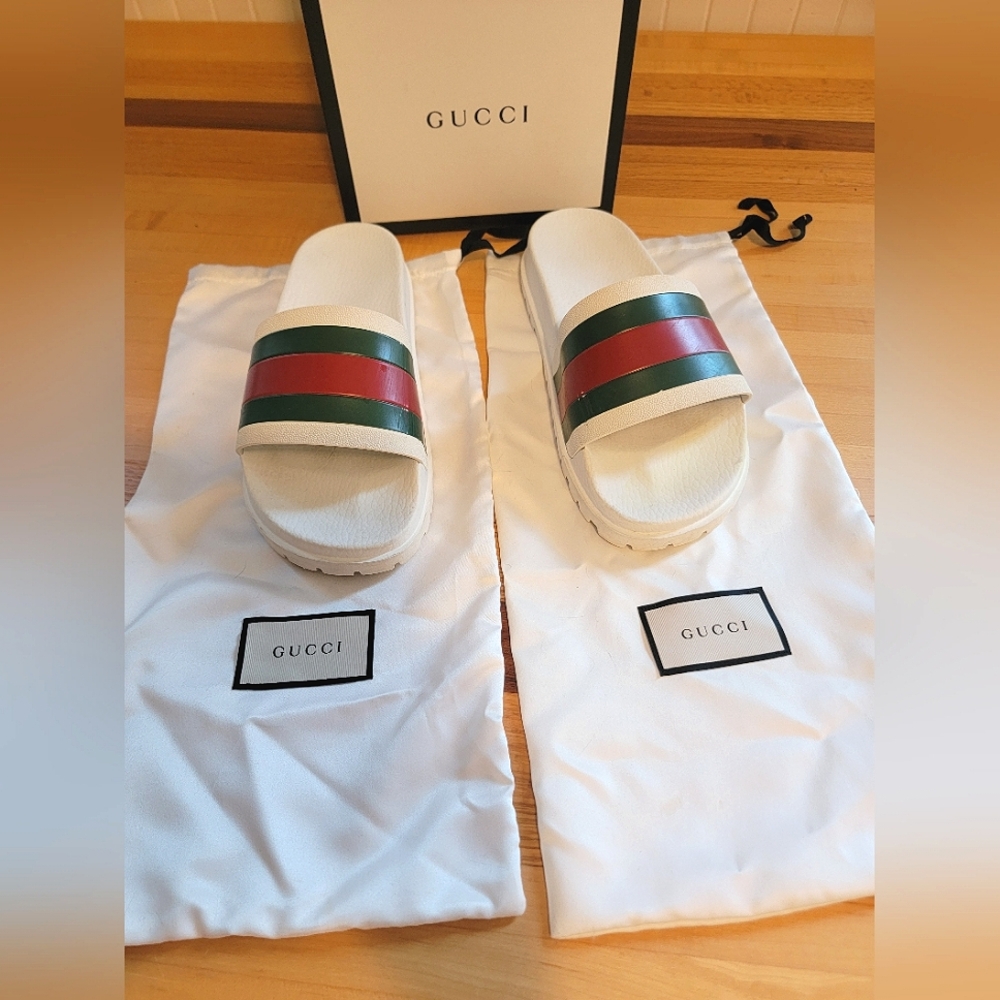 Gucci Slides White Men's size 9/ 9.5